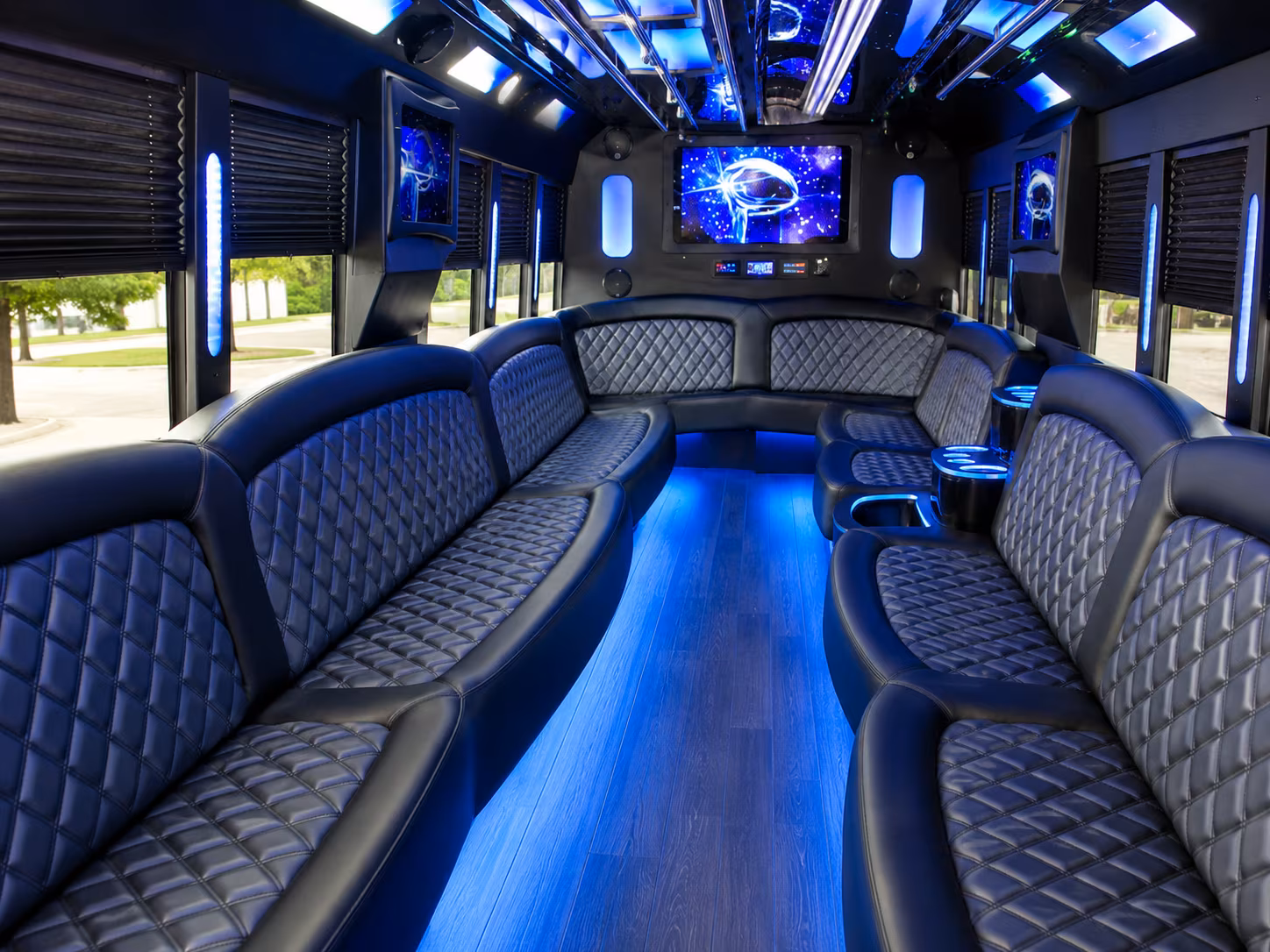 College Station Sporting Event Transportation party bus exterior