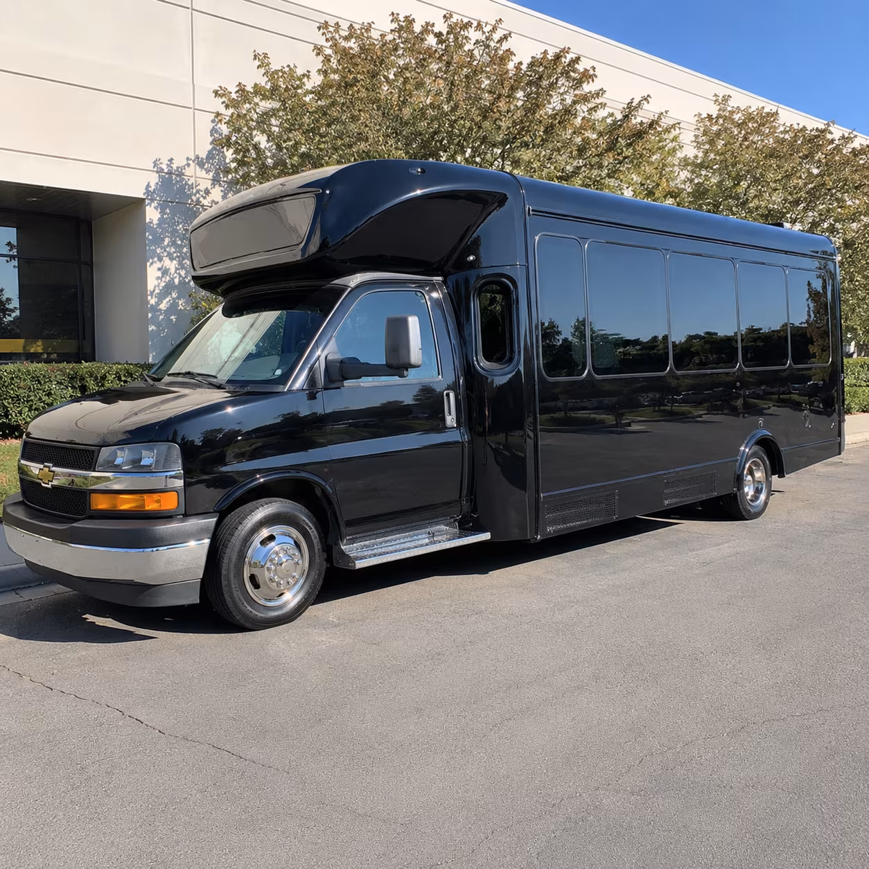 College Station Wedding Transportation party bus exterior