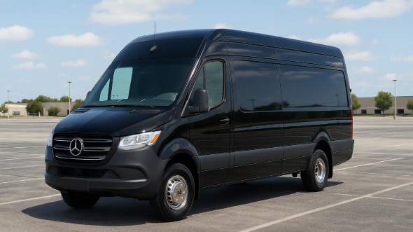 Exterior of Charter Bus Company Houston's 14 Passenger Sprinter Limousine in Houston