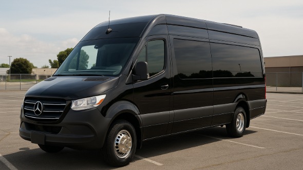 Exterior of Charter Bus Company Pasadena's 14 Passenger Sprinter Limousine in Pasadena