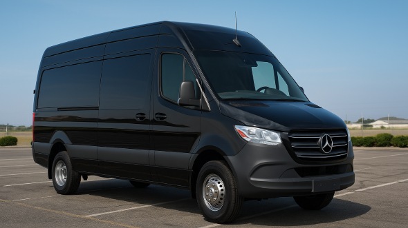 Exterior of Charter Bus Company Round Rock's 14 Passenger Sprinter Limousine in Round Rock