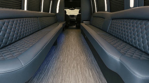 Interior of Charter Bus Company Temple's 20 Passenger Party Bus in Temple
