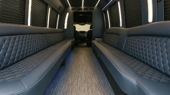 Interior of Charter Bus Company Pearland's 28 Passenger Party Bus in Pearland