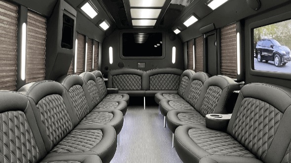 Interior of Charter Bus Company Pasadena's 30 Passenger Party Bus in Pasadena