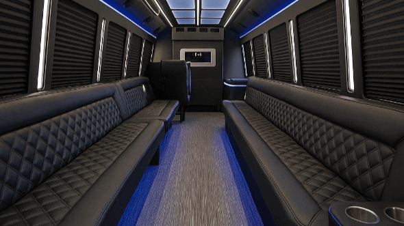 Interior of Charter Bus Company Round Rock's 30 Passenger Party Bus in Round Rock
