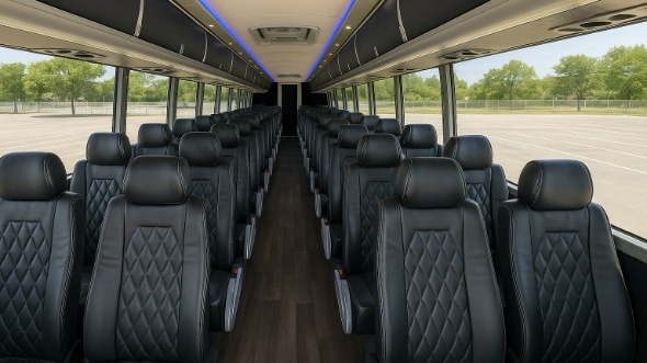 Interior of Charter Bus Company College Station's 40 Passenger Charter Bus in College Station