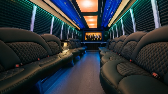 Interior of Charter Bus Company Pasadena's 40 Passenger Party Bus in Pasadena