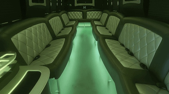 Interior of Charter Bus Company Pearland's 40 Passenger Party Bus in Pearland