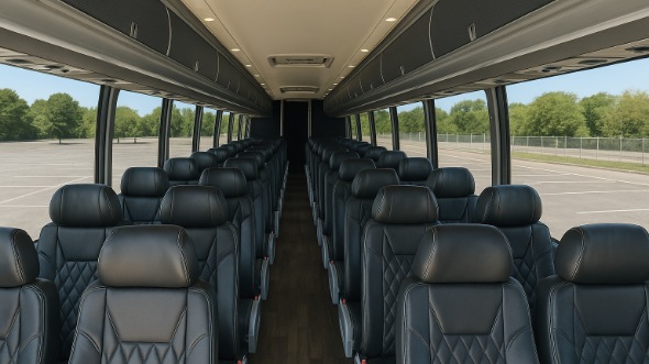 Interior of Charter Bus Company College Station's 45 Passenger Charter Bus in College Station