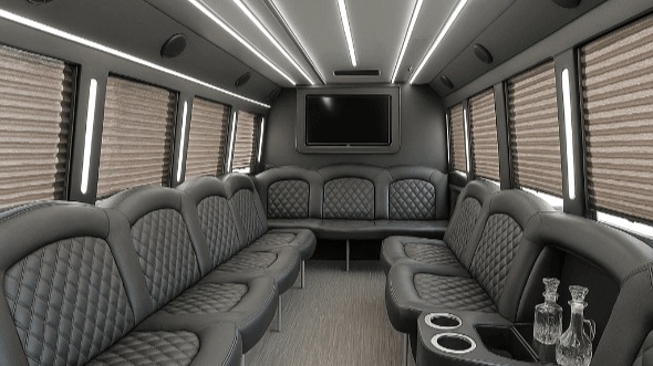 Interior of Charter Bus Company Pasadena's 50 Passenger Party Bus in Pasadena