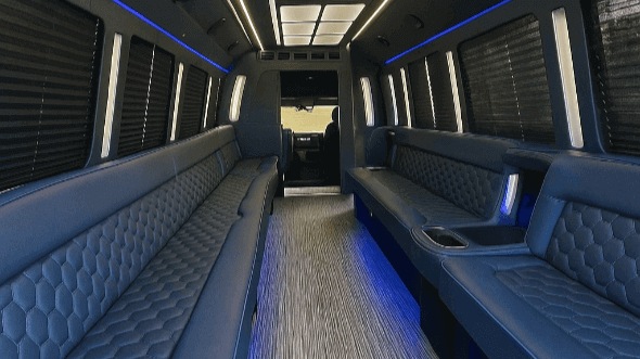 Interior of Charter Bus Company Pearland's 50 Passenger Party Bus in Pearland