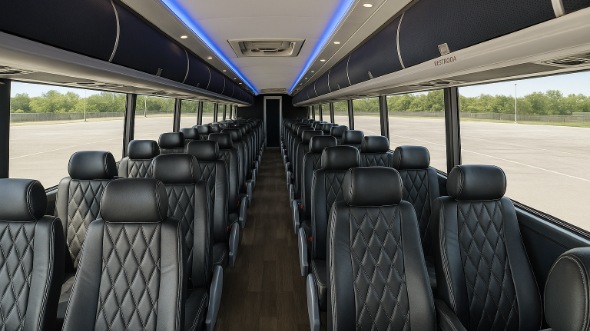 Interior of Charter Bus Company College Station's 56 Passenger Charter Bus in College Station